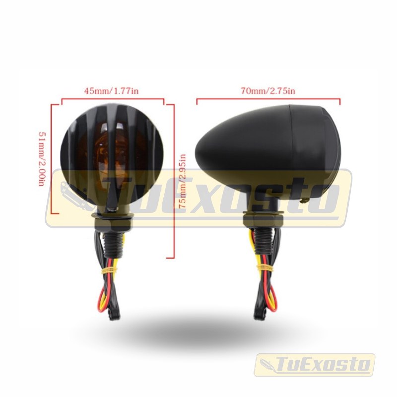 Direccionales Para Moto Led Estilo Cafe Racer Bullet Head
