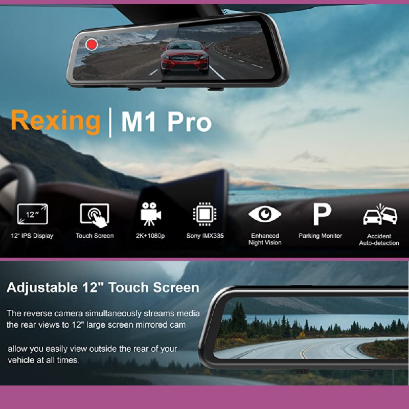 Espejo Retrovisor Con Camara Táctil Dual Full Hd Dvr 1080p