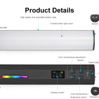 Barra de Luz Recargable P/Videos RGB W200