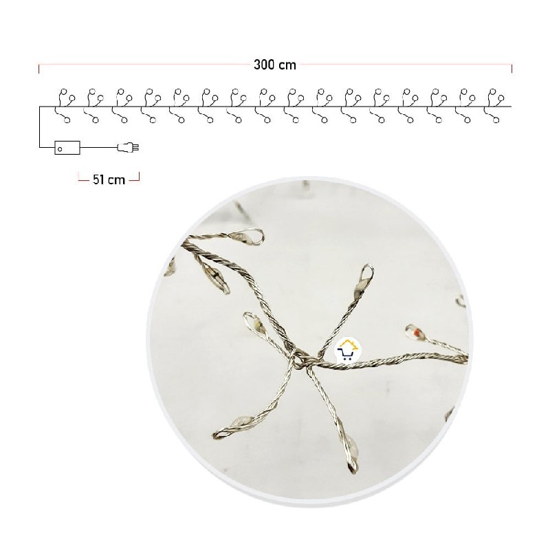 Luz Micro LED Ramal Alambre 3m Extensión 248 Luces Navidad