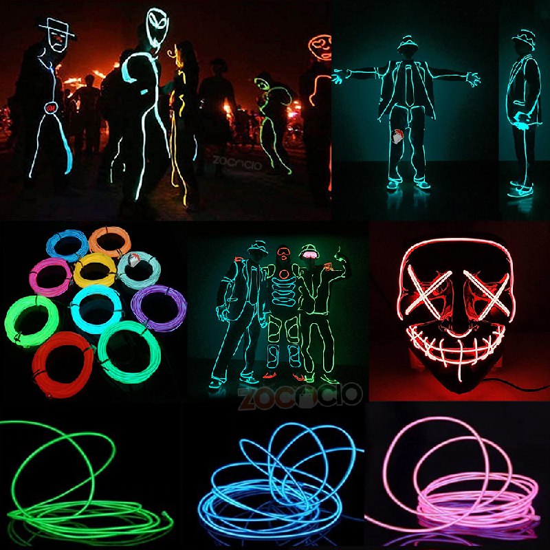 Cable De Luz Led Neón 2 Metros Decoración Y Disfraz Luminoso