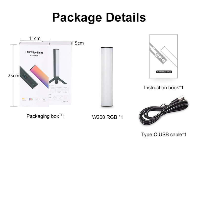 Barra de Luz Recargable P/Videos RGB W200