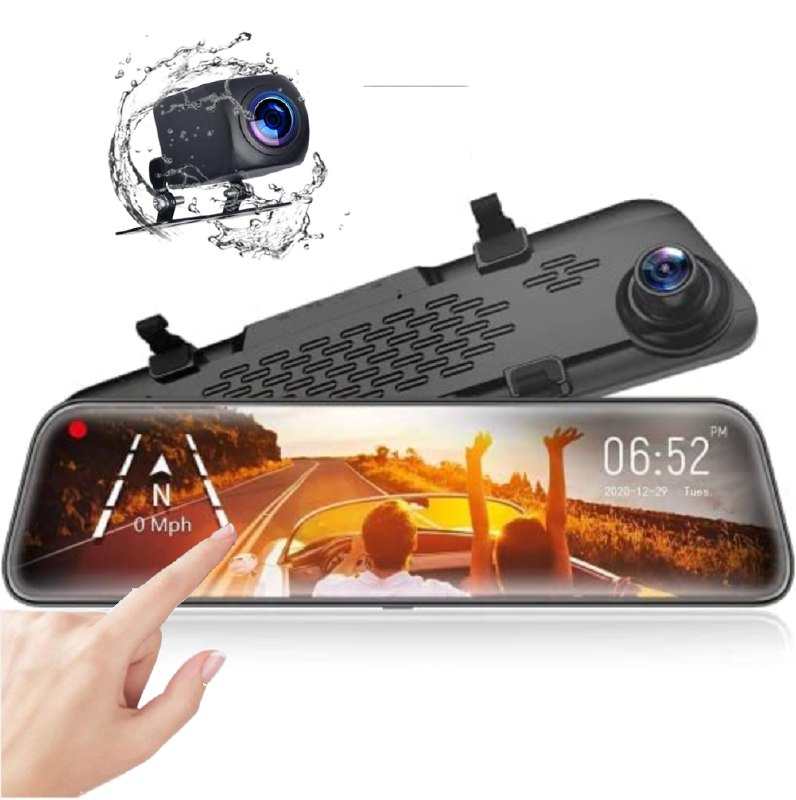 Espejo Retrovisor Con Camara Táctil Dual Full Hd Dvr 1080p
