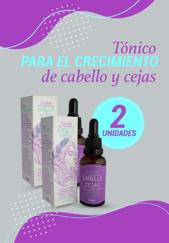 Tonico Minoxidil crecimiento de cabello y cejas Mujer x2